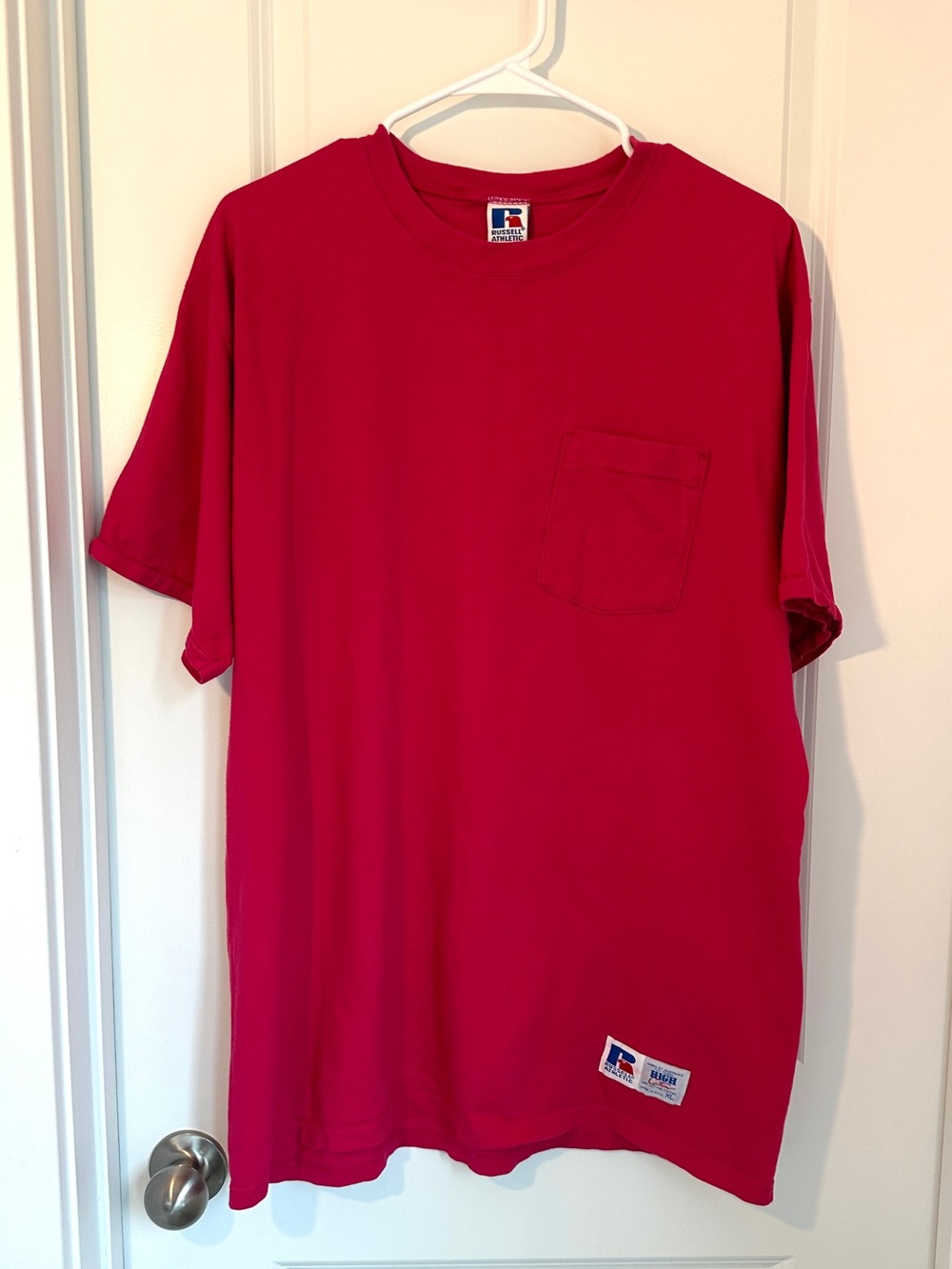 Russell Athletic Hot Pink Short Sleeve Pocket Tee
